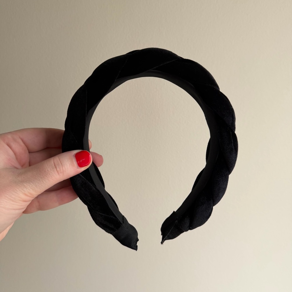 Black Velvet Braided Headband - Picture 2 of 3
